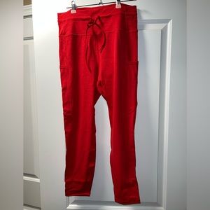 Zyia Red Battleship Pocket Drawstring Luxe Leggings